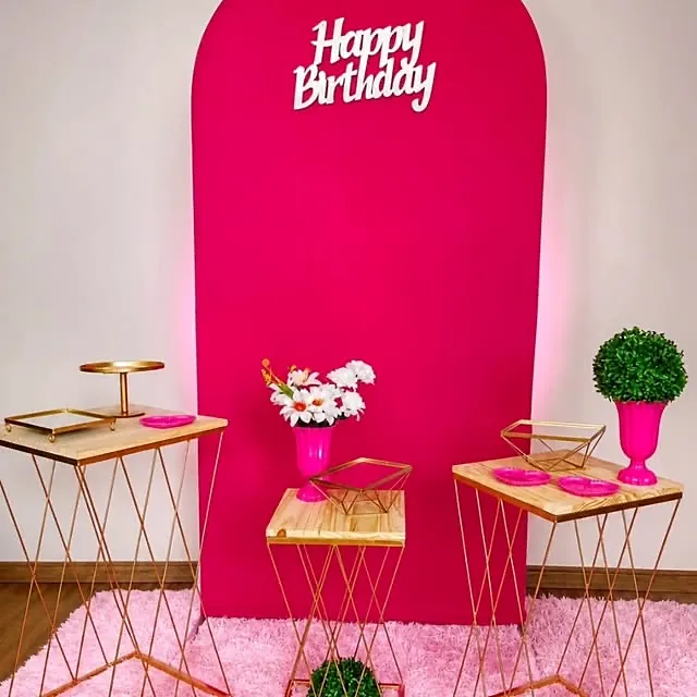 Kit de decoração tema Pink Happy Birthday montado
